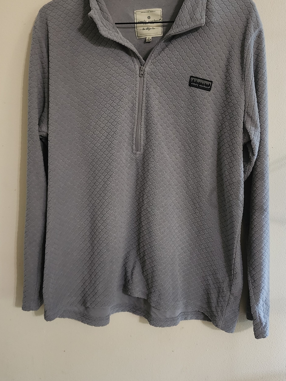 Simply Southern Quilted 1/4 Zip Pullover Fleece Jacket Gray Size XL